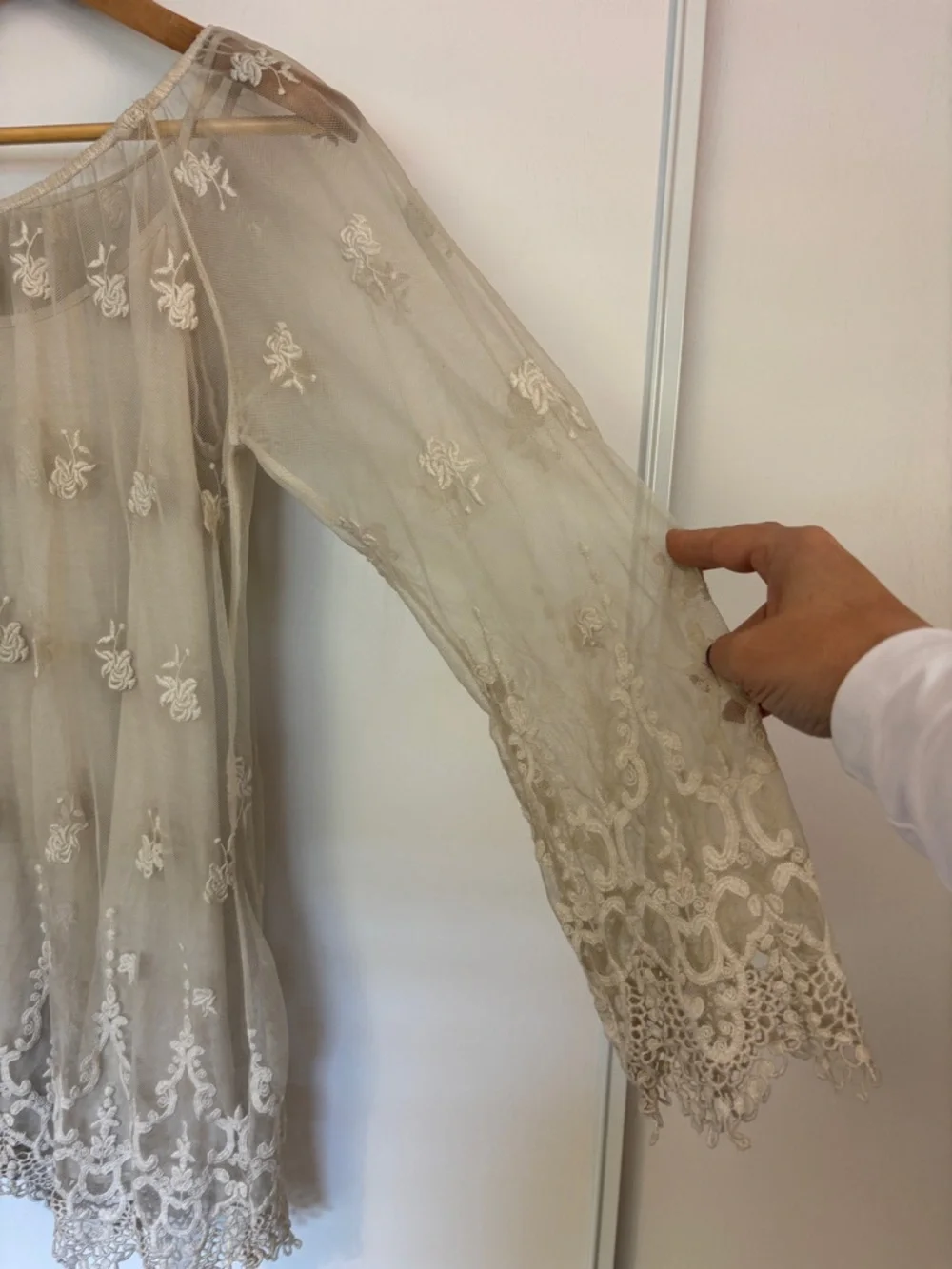 Italian Floral Lace Mini Dress Fits like Small Fairy Cottagecore Festival Silk - Picture 3 of 10